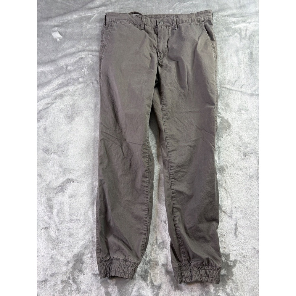 Polo Ralph Lauren Pants Straight Fit Mens 36x27.5 Gray Leg Elastic Waist Cuffed